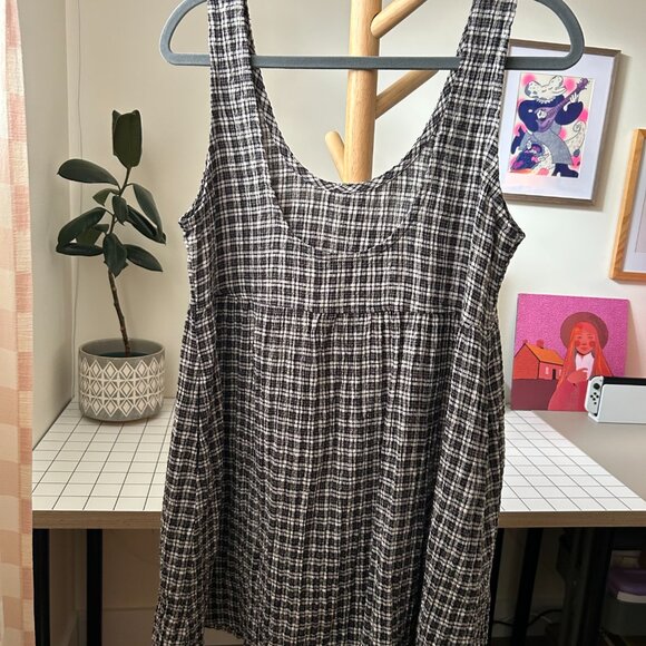 Afends Asta Jesse Hemp Seersucker Mini Dress – Steel Check, Size S - Picture 9 of 12